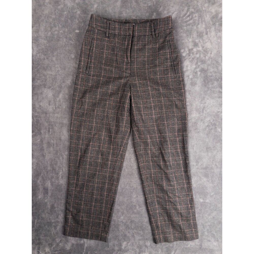 Aritzia Wilfred Jallade Trousers Womens 6 Wool Cashmere Plaid Grey Brown Pink